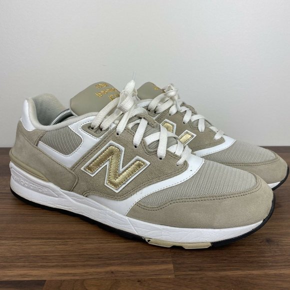 New Balance | Shoes | Mens New Balance 597 Classic Khaki Suede Leather  White Gold Size 2 Ml597rsa | Poshmark